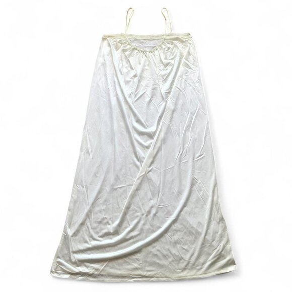 80s Ivory Lace Trim Maxi Slip - Picture 2 of 7